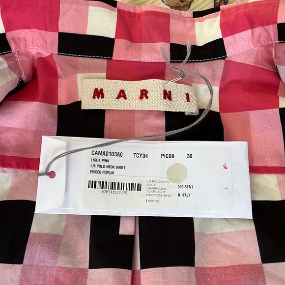 Marni Pieces Poplin Checked button down cotton long sleeve shirt / size 38 or 4 - Picture 8 of 16